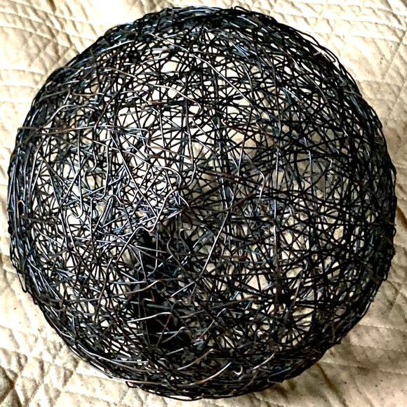 Metal Wire Ball Orb Abstract Sphere Art Sculpture Centerpiece Home Decor 8 inch - Picture 3 of 6